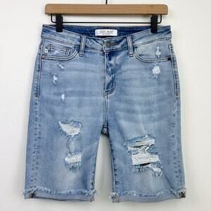 Judy Blue Stretch Denim Distressed Bermuda Shorts